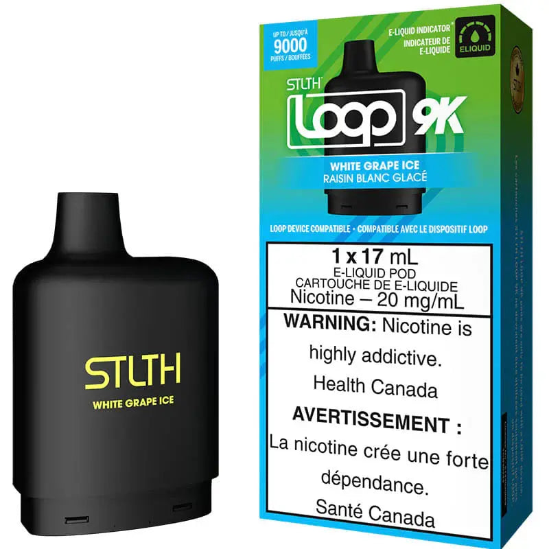 Combo: STLTH LOOP 9K Batería + Recarga | White Grape Ice (Uva blanca fresca) + Batería V3 Negra
