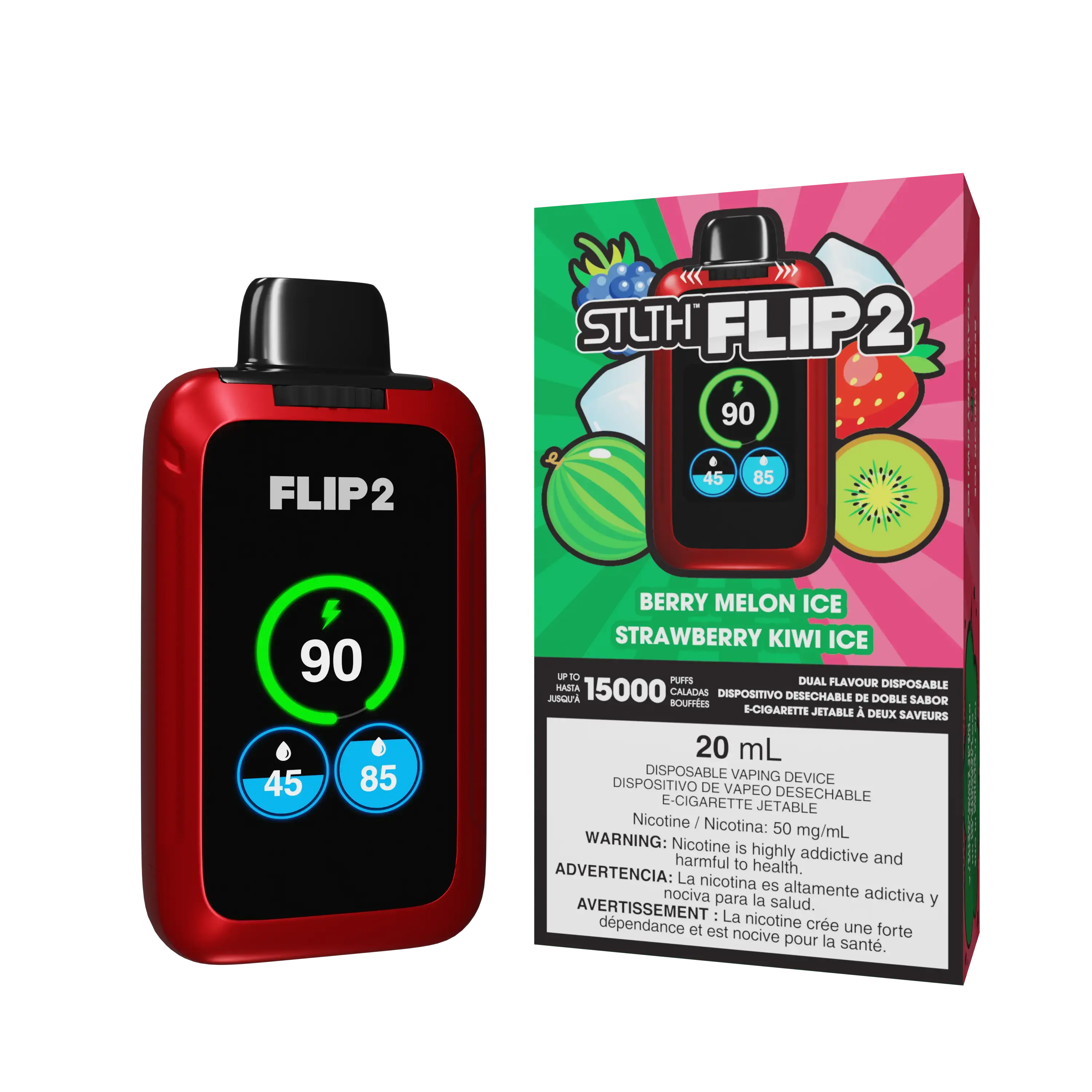 STLTH FLIP 2 | Berry Melon Ice & Strawberry Kiwi Ice Take a vape ®