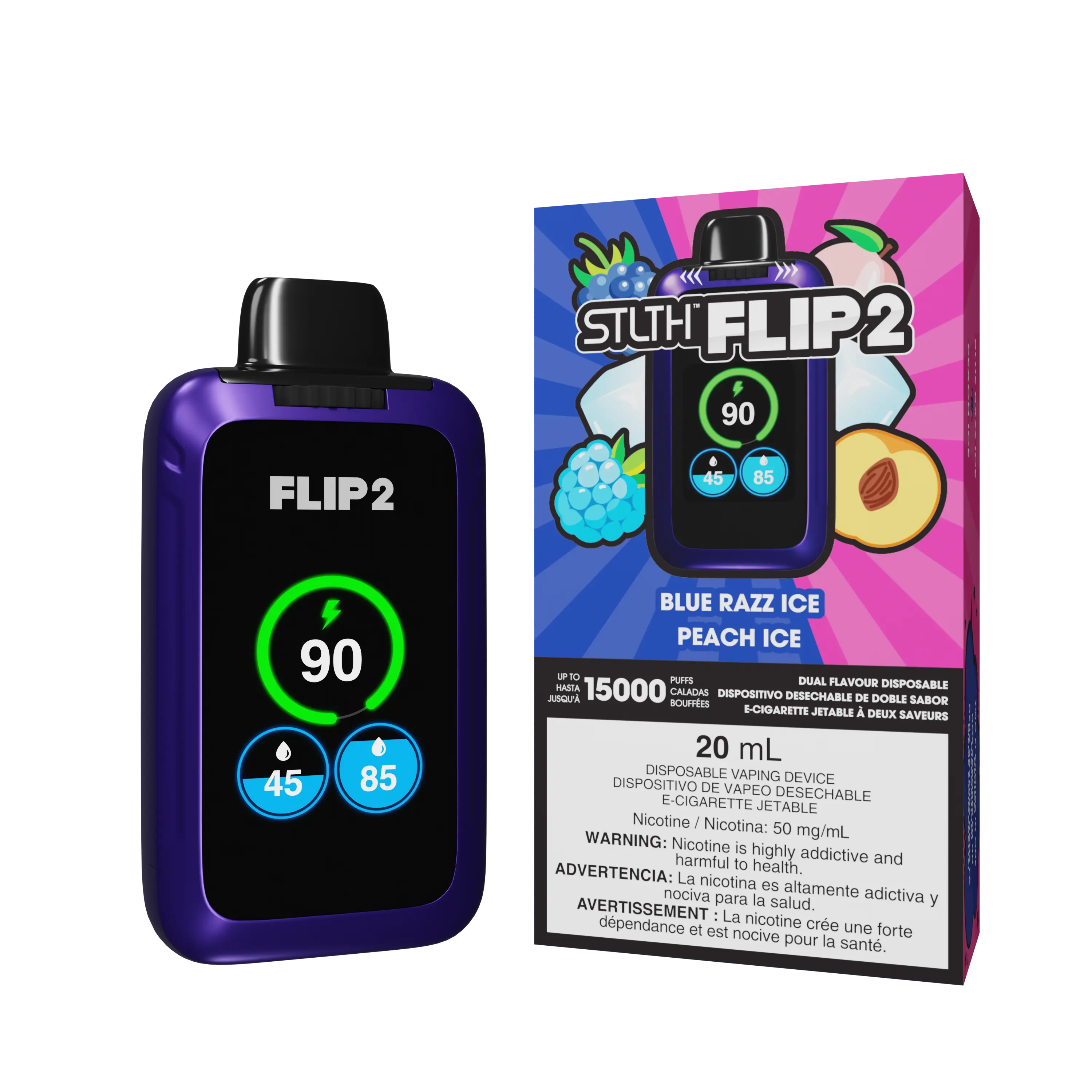 STLTH FLIP 2 | Blue Razz Ice & Peach Ice Take a vape ®