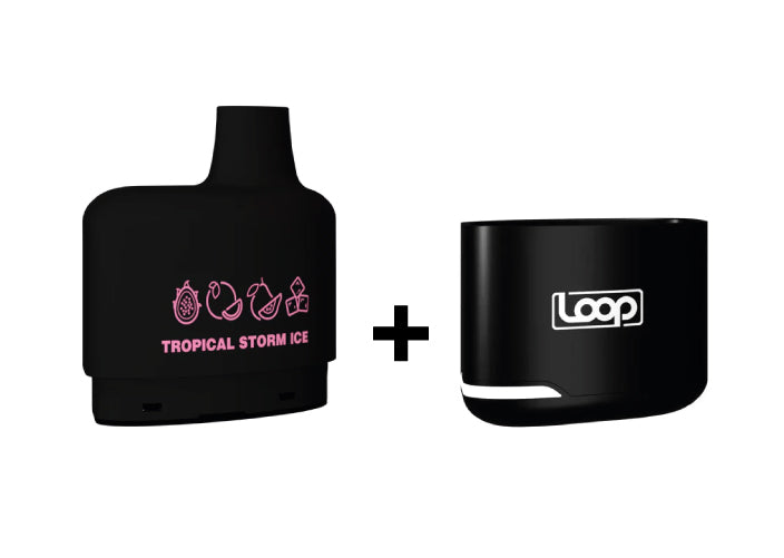 Combo: STLTH LOOP 5K Batería + Recarga | Tropical Storm Ice (Mezcla Tropical Fresca) + Batería V1 Negro