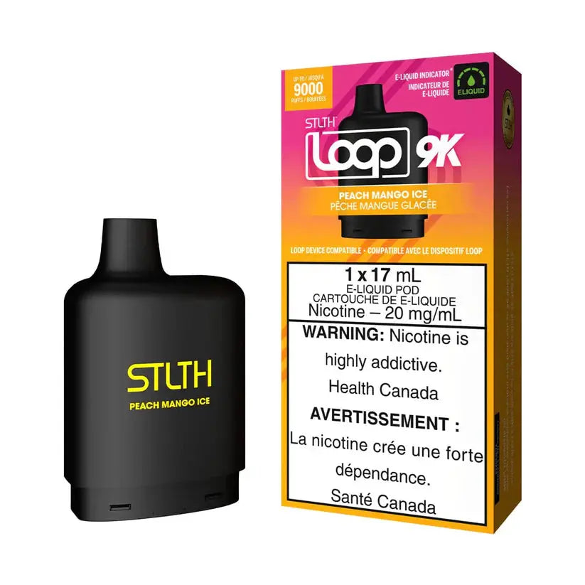Combo: STLTH LOOP 9K Batería + Recarga | Peach Mango Ice (Durazno y mango fresco) + Batería V3 Negra