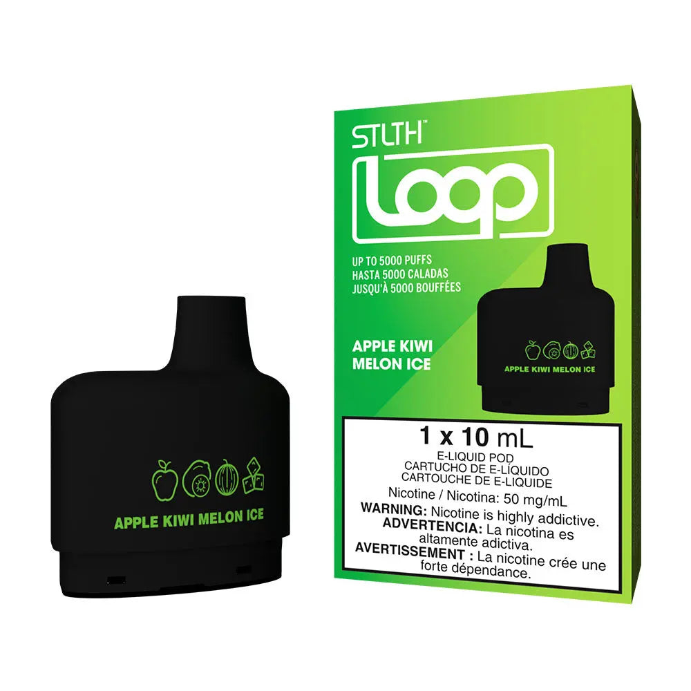 Combo: STLTH LOOP 5K Batería + Recarga | Apple Kiwi Melon Ice (Manzana, Kiwi y Melón Fresco) + Batería V3 Negra