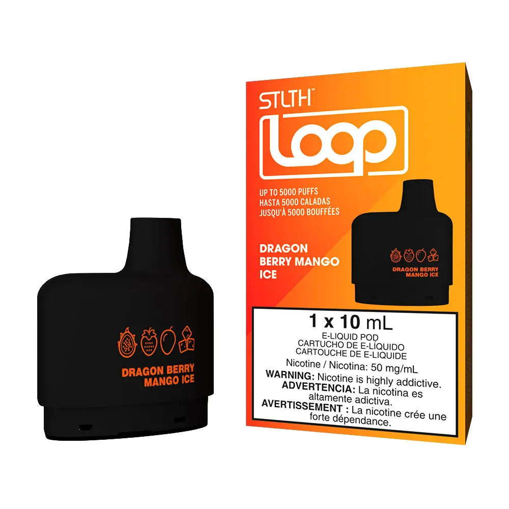 Compra el pod STLTH LOOP Dragon Berry Mango Ice en Perú, con sabores de mango, frambuesa y pitahaya helada para una experiencia exótica.