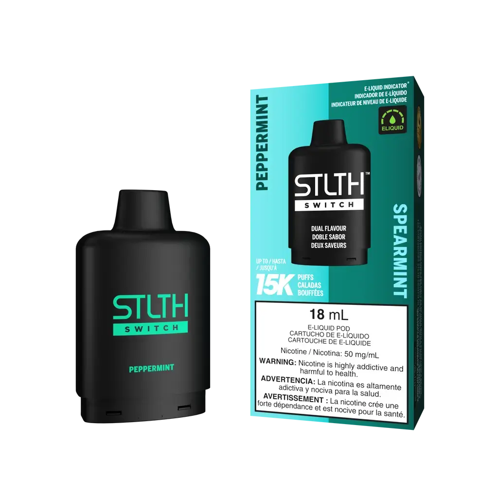 Combo: STLTH LOOP SWITCH 15K Batería + Recarga | Peppermint + Spearmint (Menta Dulce / Menta Suave) + Batería V3 Negra