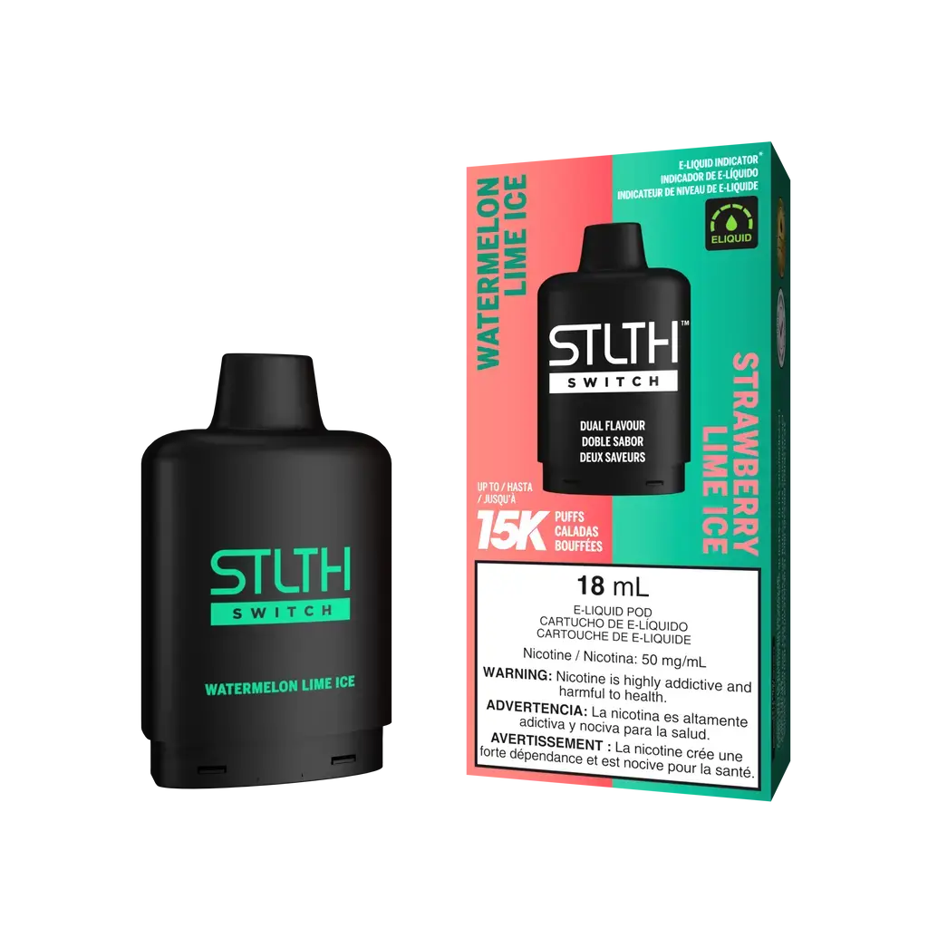 Combo: STLTH LOOP SWITCH 15K Batería + Recarga | Watermelon Lime Ice + Strawberry Lime Ice (Sandía con Lima Fresca / Fresa con Lima Fresca) + Batería V3 Negra