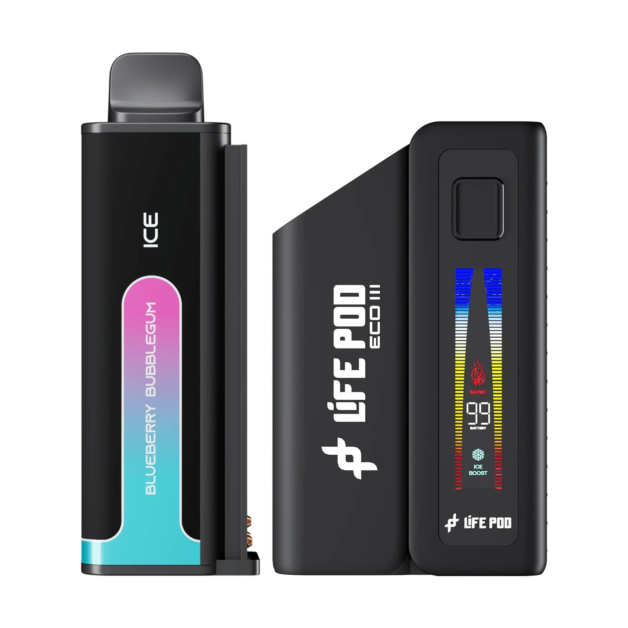 Combo: Life Pod ECO III (ECO 3) 20K Batería + Recarga | Blueberry (Arándano) + Batería Negro — combo vape recargable de 20.000 caladas, cigarro electrónico en Perú