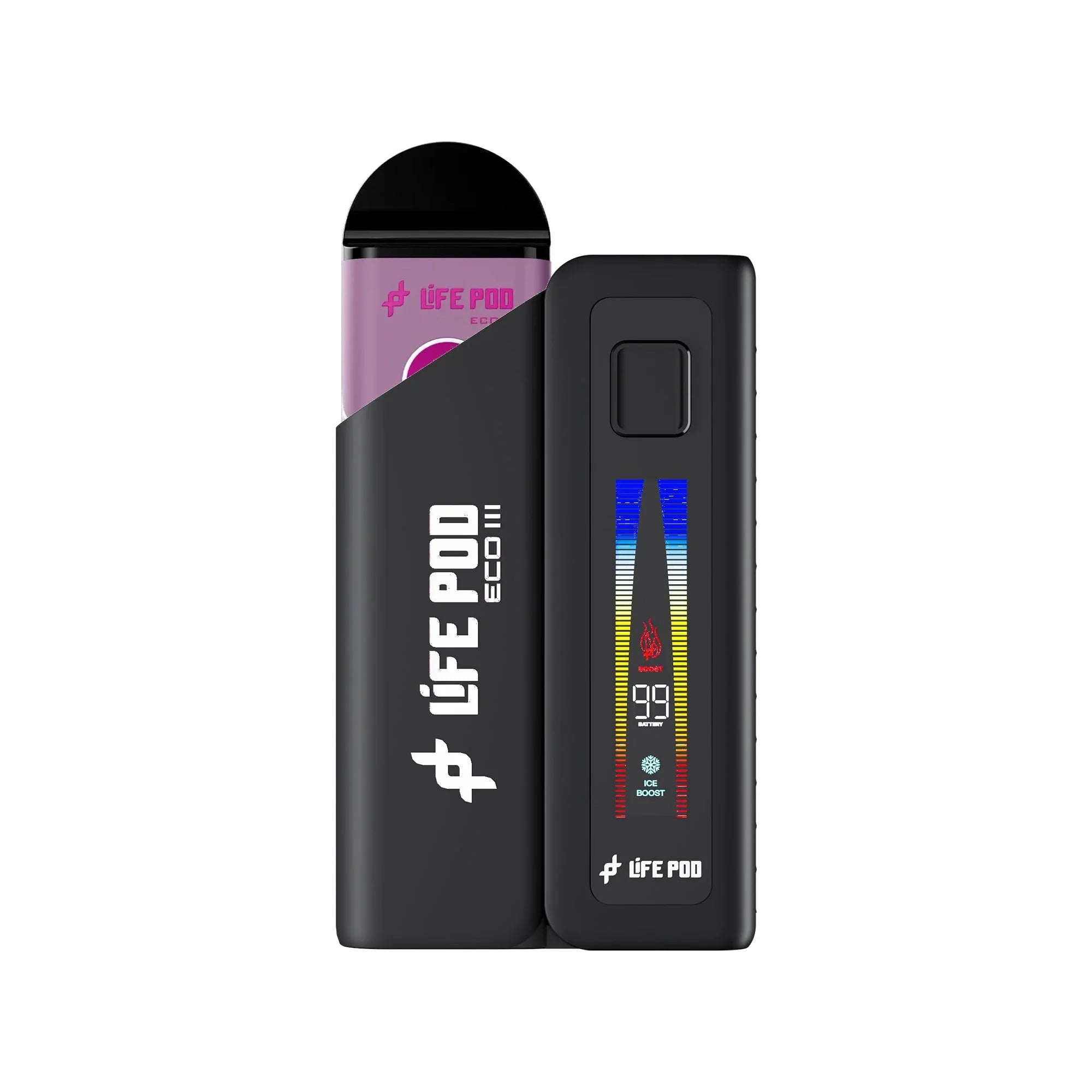 Combo: Life Pod ECO III (ECO 3) Batería + Recarga ECO II (ECO 2) 10K | Dragon Blue Razz (Pitahaya y Frambuesa Azul) + Batería Negro — combo vape recargable de 10.000 caladas, cigarro electrónico en Perú