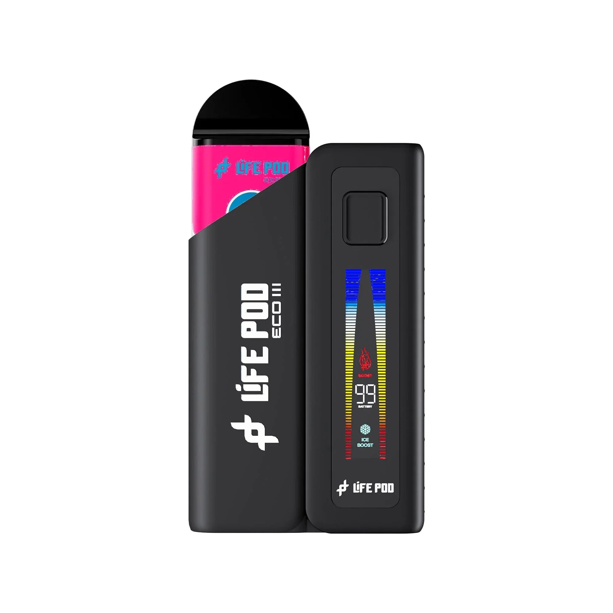 Combo: Life Pod ECO III (ECO 3) Batería + Recarga ECO II (ECO 2) 10K | Dragon Fruit Ice (Pitahaya Fresca) + Batería Negro — combo vape recargable de 10.000 caladas, cigarro electrónico en Perú