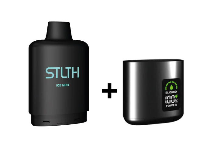 Combo: STLTH LOOP 25K Batería + Recarga | Ice Mint (Menta Fresca) + Batería V2 Gris — combo vape recargable de 25.000 caladas, cigarro electrónico en Perú