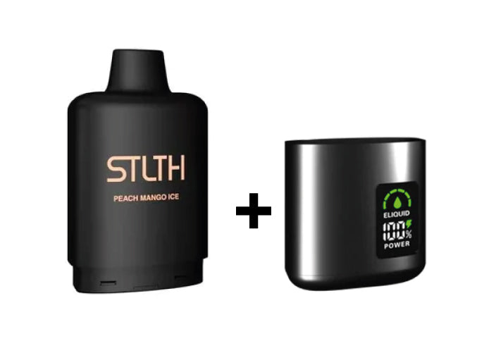 Combo: STLTH LOOP 25K Batería + Recarga | Peach Mango Ice (Durazno y Mango Fresco) + Batería V2 Gris — combo vape recargable de 25.000 caladas, cigarro electrónico en Perú