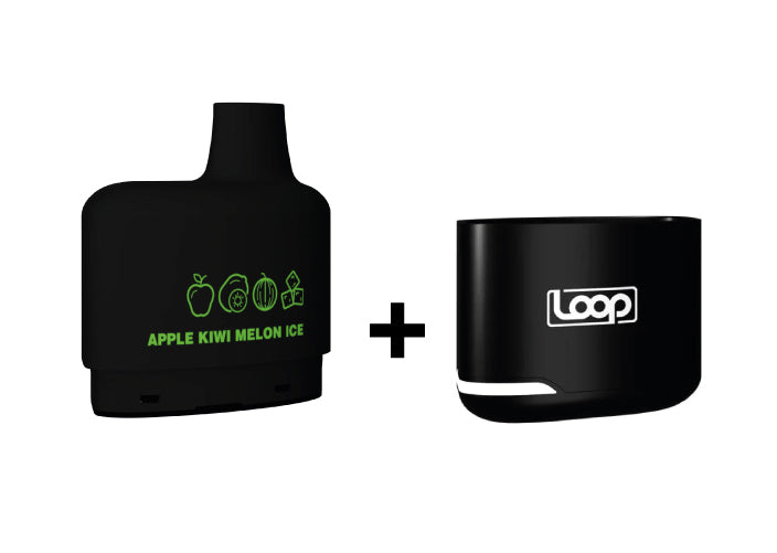 Combo: STLTH LOOP 5K Batería + Recarga | Apple Kiwi Melon Ice (Manzana, Kiwi y Melón Fresco) + Batería V1 Negro — combo vape recargable de 5.000 caladas, cigarro electrónico en Perú