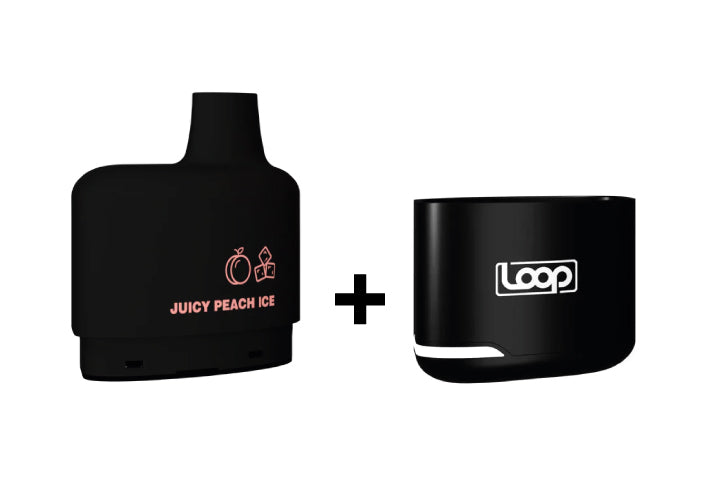 Combo: STLTH LOOP 5K Batería + Recarga | Juicy Peach Ice (Durazno Refrescante) + Batería V1 Negra — combo vape recargable de 5.000 caladas, cigarro electrónico en Perú