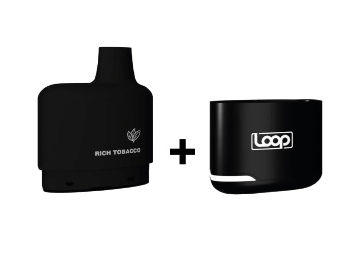 Combo: STLTH LOOP 5K Batería + Recarga | Rich Tobacco (Tabaco) + Batería V1 Negra — combo vape recargable de 5.000 caladas, cigarro electrónico en Perú