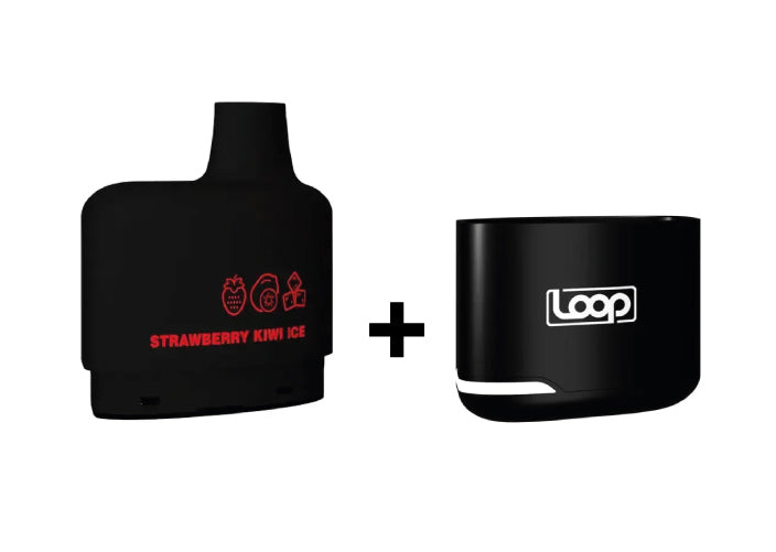 Combo: STLTH LOOP 5K Batería + Recarga | Strawberry Kiwi Ice (Fresa y Kiwi Fresco) + Batería V1 Negro — combo vape recargable de 5.000 caladas, cigarro electrónico en Perú