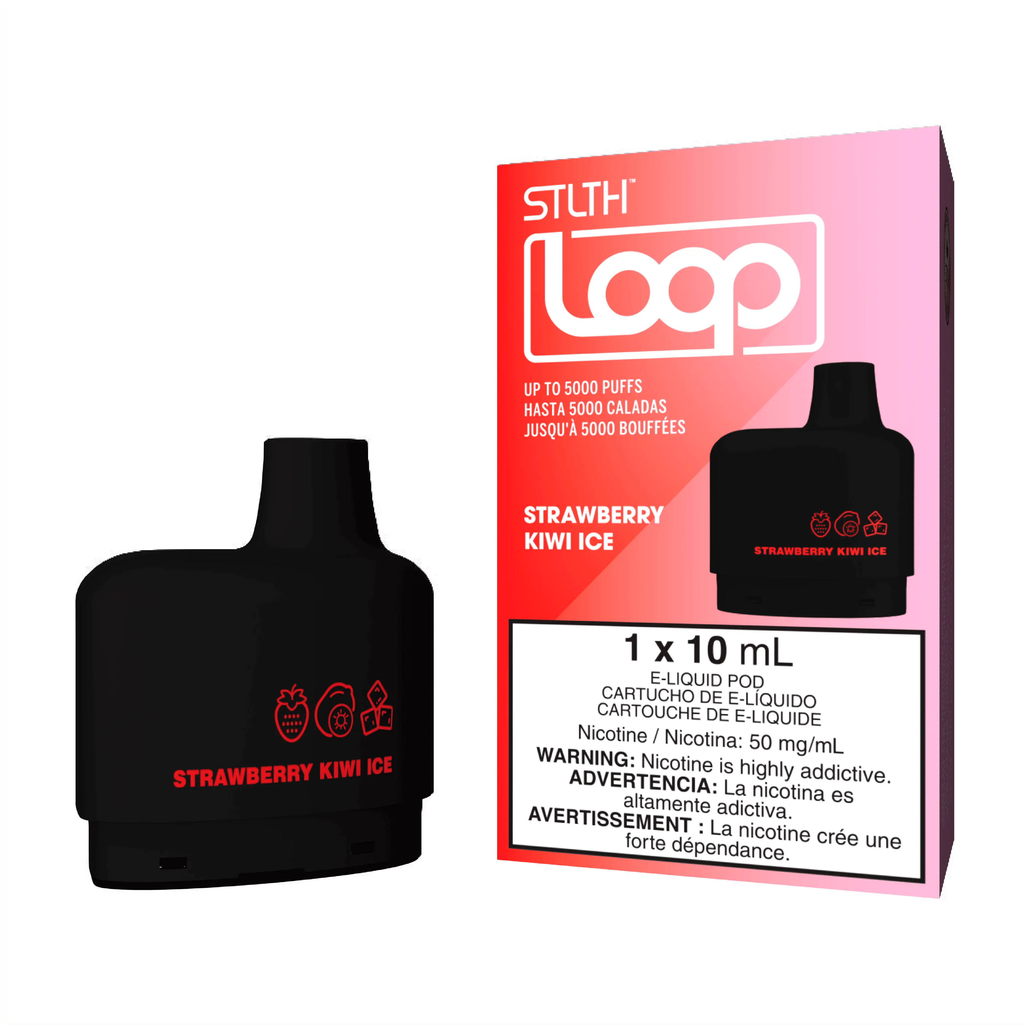 Combo: STLTH LOOP 5K Batería + Recarga | Strawberry Kiwi Ice (Fresa y Kiwi Fresco) + Batería V3 Negra — combo vape recargable de 5.000 caladas, cigarro electrónico en Perú