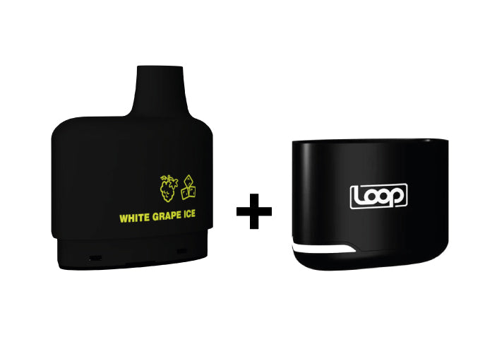 Combo: STLTH LOOP 5K Batería + Recarga | White Grape Ice (Uva Blanca Fresca) + Batería V1 Negro — combo vape recargable de 5.000 caladas, cigarro electrónico en Perú