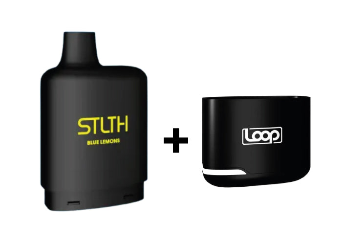 Combo: STLTH LOOP 9K Batería + Recarga | Blue Lemons (Limón y Frambuesa Azul) + Batería V1 Negra — combo vape recargable de 9.000 caladas, cigarro electrónico en Perú