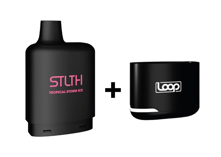 Combo: STLTH LOOP 9K Batería + Recarga | Tropical Storm Ice (Tormenta Tropical Fresca) + Batería V1 Negra — combo vape recargable de 9.000 caladas, cigarro electrónico en Perú
