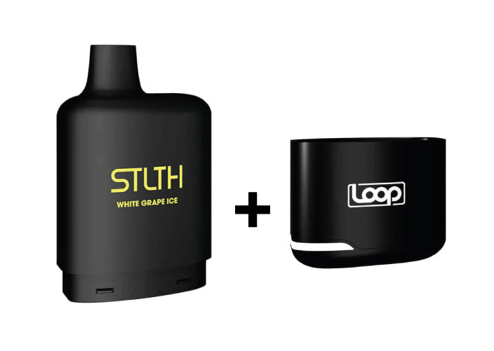 Combo: STLTH LOOP 9K Batería + Recarga | White Grape Ice (Uva Blanca Fresca) + Batería V1 Negra — combo vape recargable de 9.000 caladas, cigarro electrónico en Perú