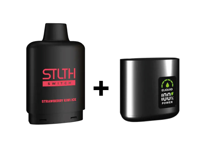 Combo: STLTH LOOP SWITCH 15K Batería + Recarga | Strawberry Kiwi Ice + Mango Ice (Fresa con Kiwi Fresco / Mango Fresco) + Batería V2 Gris — combo vape recargable de 15.000 caladas, cigarro electrónico en Perú