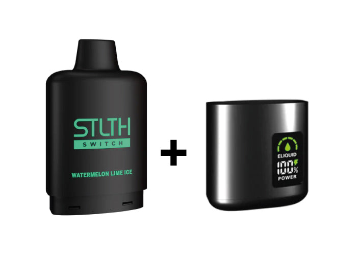 Combo: STLTH LOOP SWITCH 15K Batería + Recarga | Watermelon Lime Ice + Strawberry Lime Ice (Sandía con Lima Fresca / Fresa con Lima Fresca) + Batería V2 Gris — combo vape recargable de 15.000 caladas, cigarro electrónico en Perú